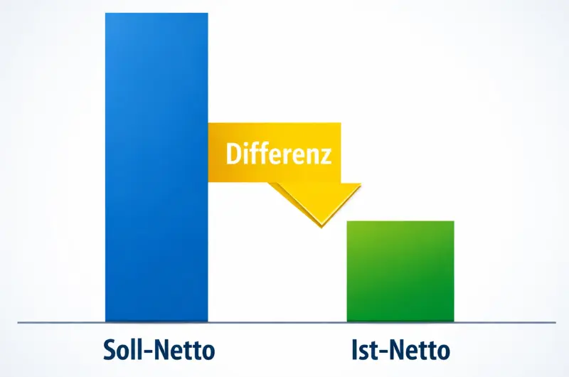 Ein Balkendiagramm, das die Differenz zwischen dem Soll-Netto und dem reduzierten Ist-Netto zeigt.