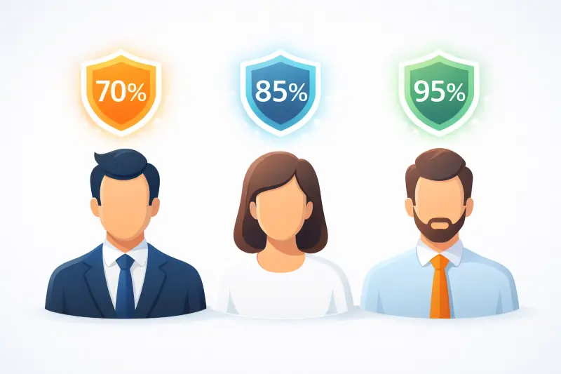 Illustration von drei Personen-Icons, die unterschiedliche steuerliche Abzüge repräsentieren.